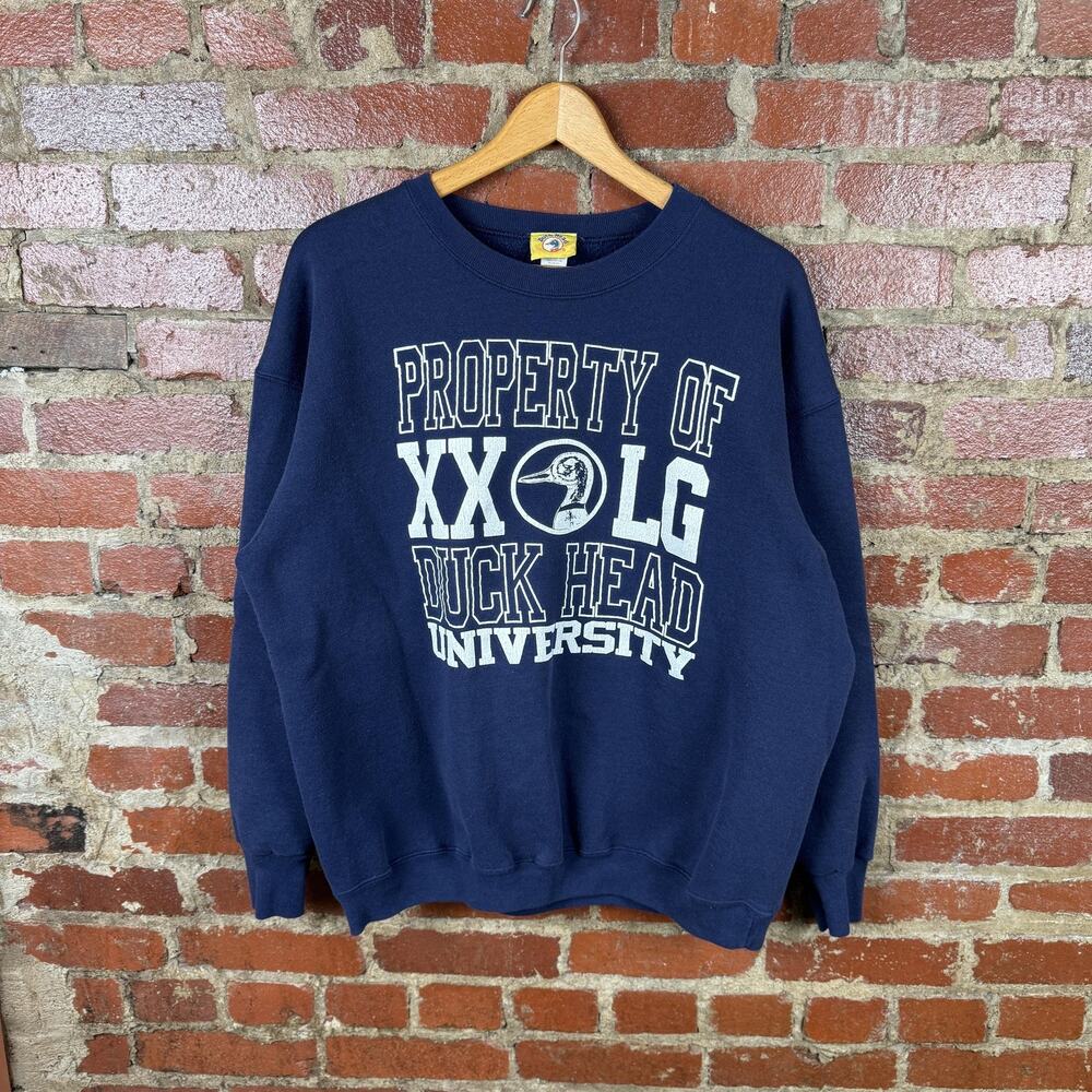 Vintage Duck Head Sweatshirt Mens XL Blue Property Of Duck Head University USA